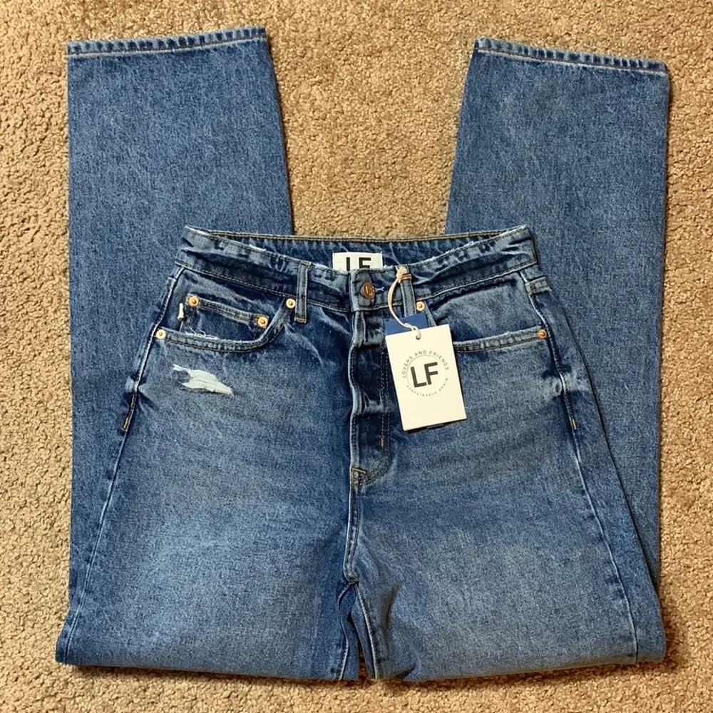 Lovers and Friends Ryan High Rise Straight, NWT, Distressed sustainable Denim - Picture 4 of 13